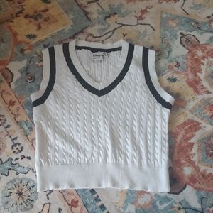 Luvlink White and Black Sweater Vest